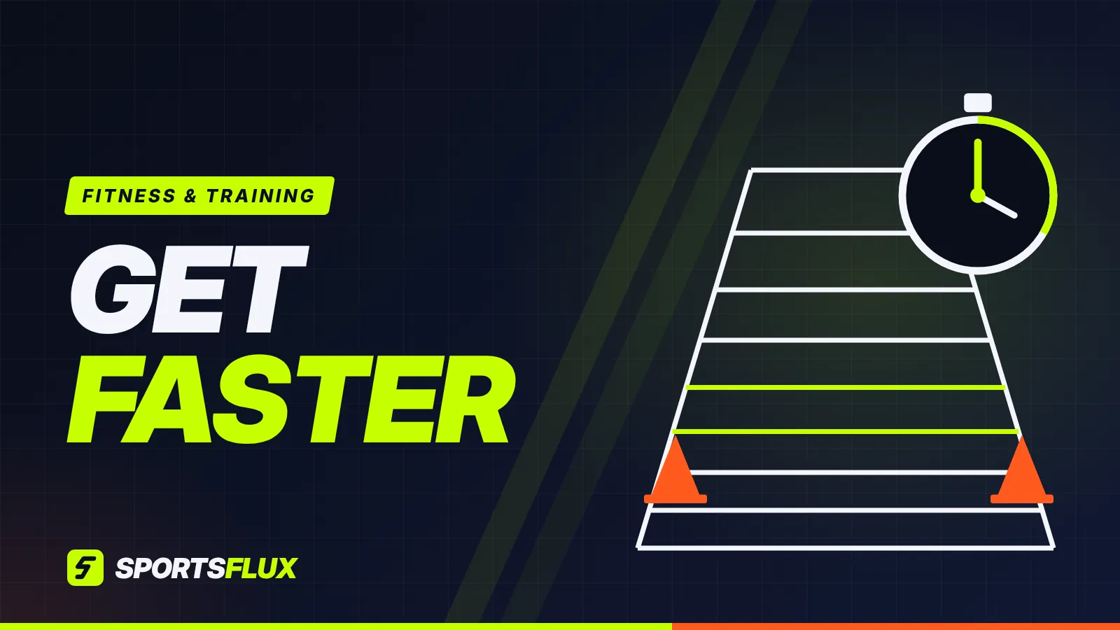 Speed and agility drills poster: agility ladder between training cones with a stopwatch and the headline Get Faster