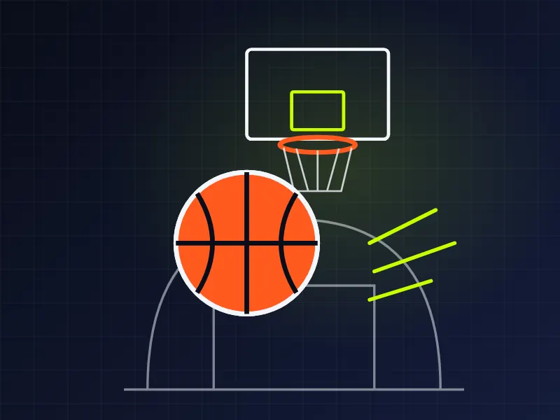 Basketball and hoop illustration