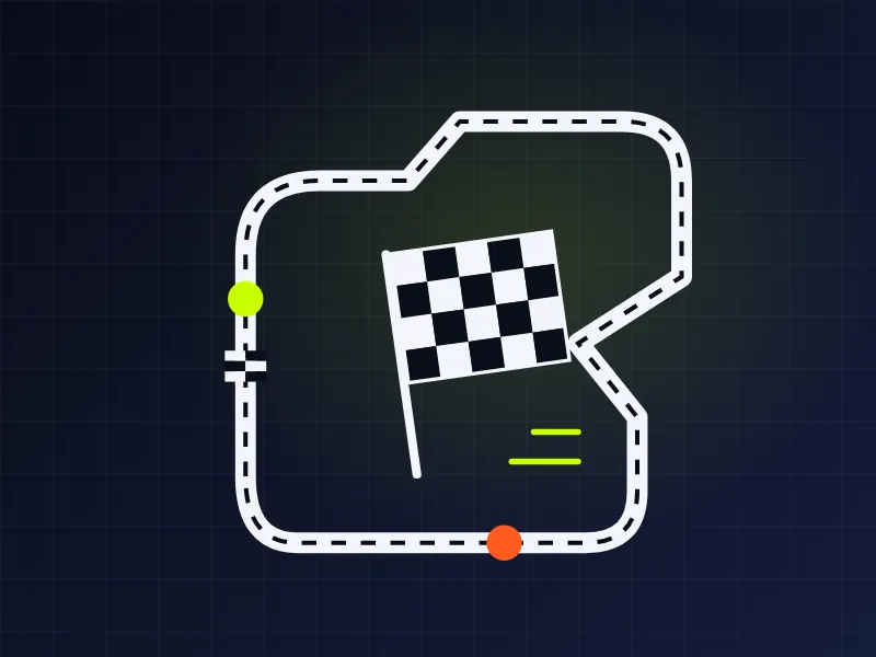 Formula 1 circuit and chequered flag illustration