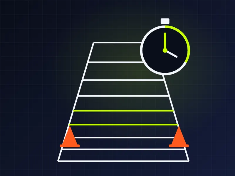 Agility ladder, cones and stopwatch illustration